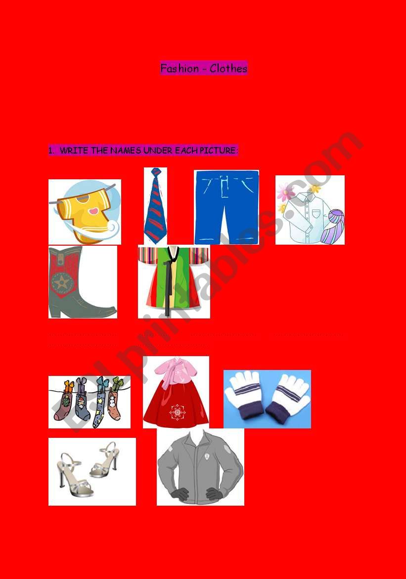 Clothes worksheet