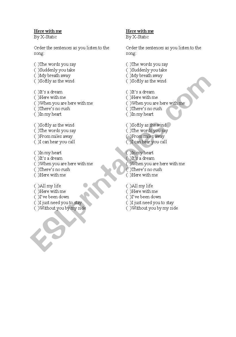 Song Exercise worksheet