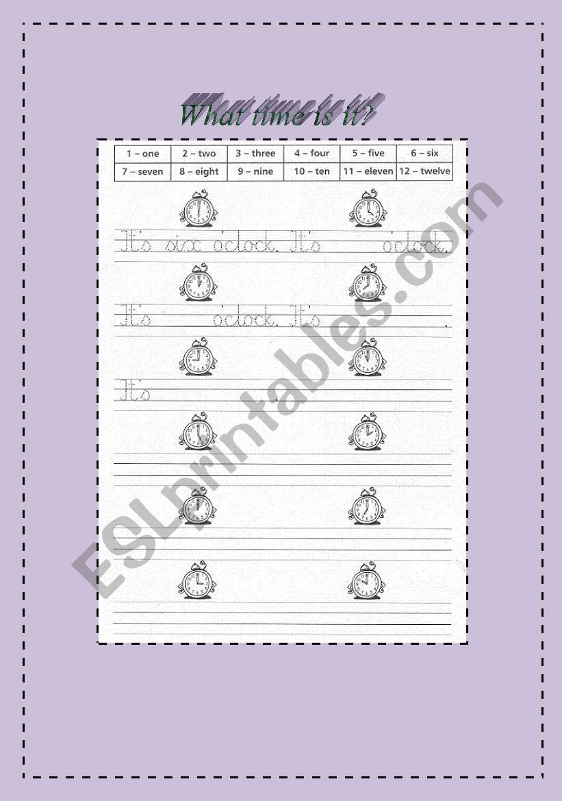 Telling the time worksheet