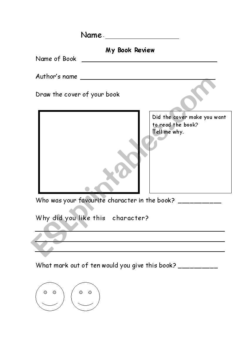 Template for book review  worksheet