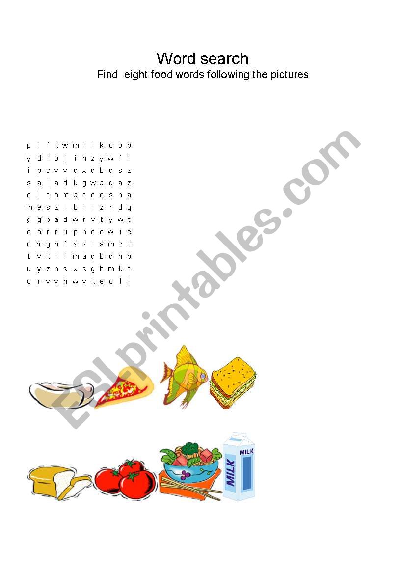 WORD SEARCH FOOD worksheet