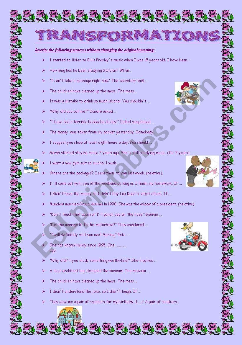 Transformations worksheet