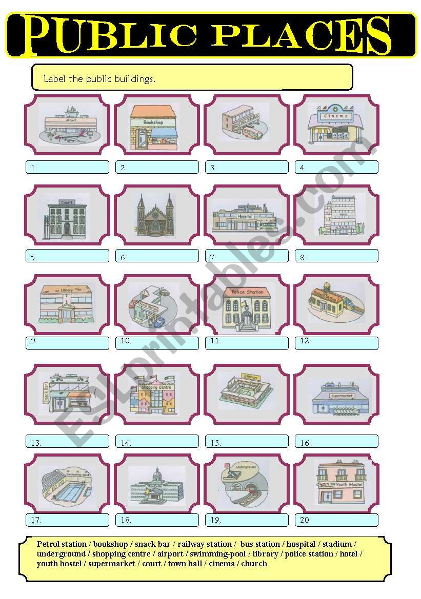 Public buildings (1) worksheet