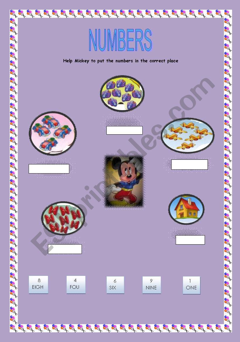 LEARN NUMBERS WITH MICKEY worksheet