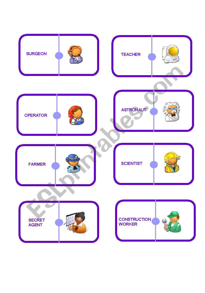 Jobs dominoe worksheet