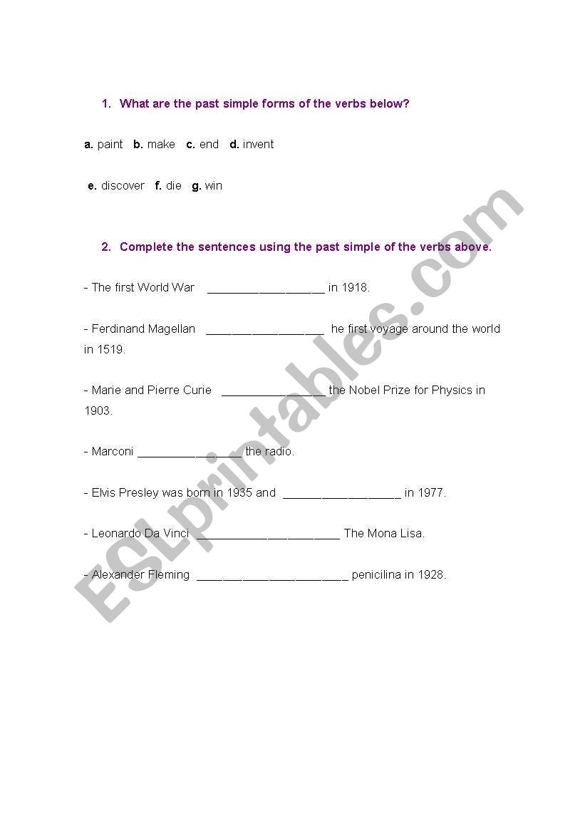 Simple Past worksheet