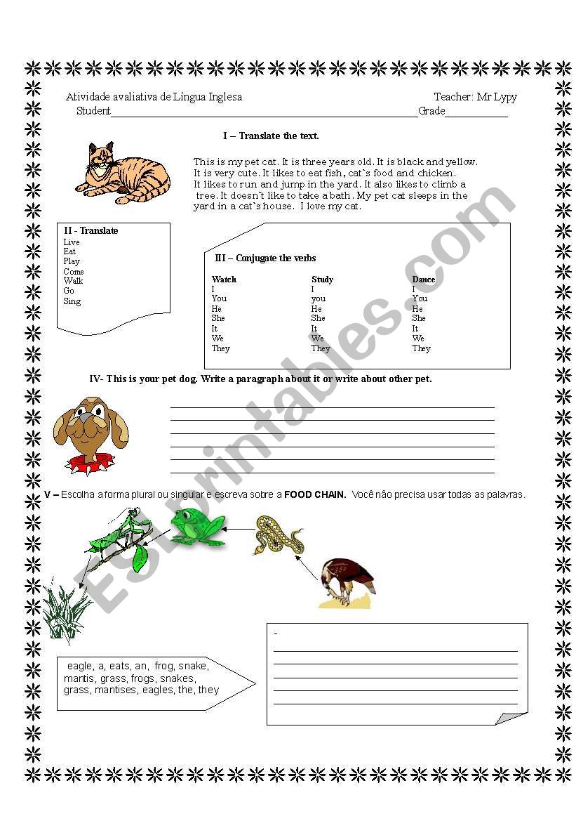 MY PET CAT worksheet