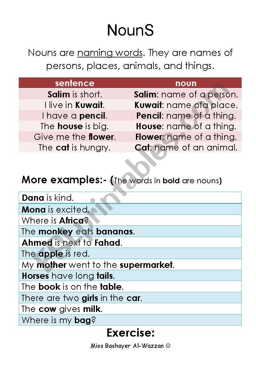 Nouns worksheet