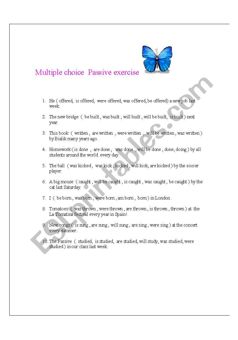 Passive - multiple choice exercise