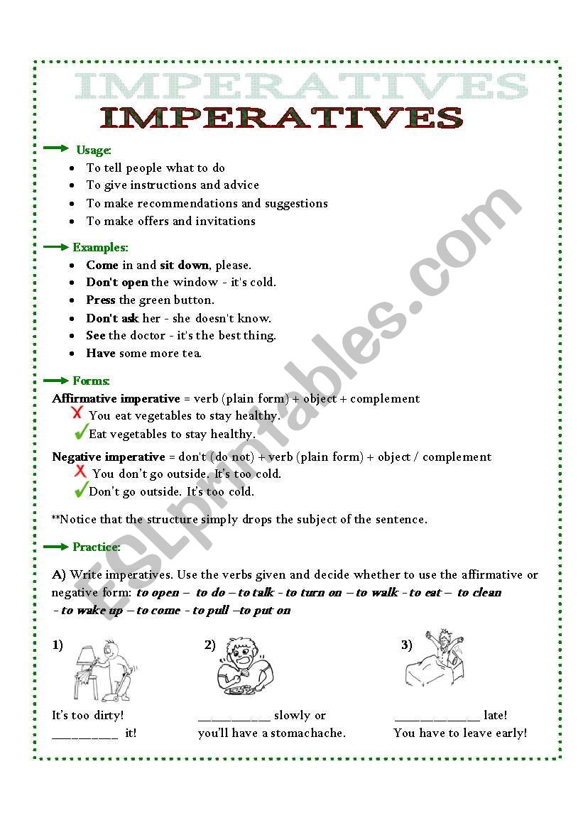 Imperatives worksheet