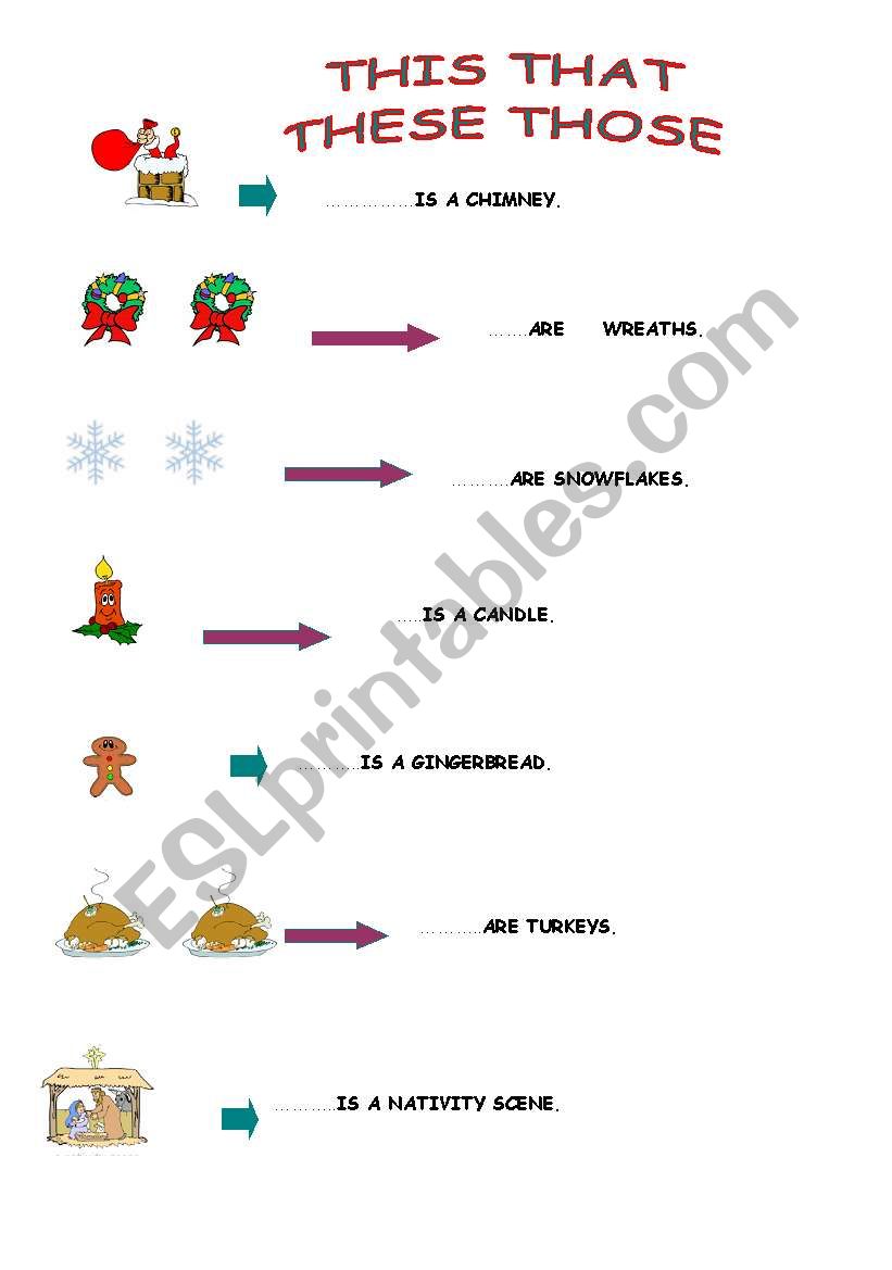 Christmas demonstratives 2 worksheet