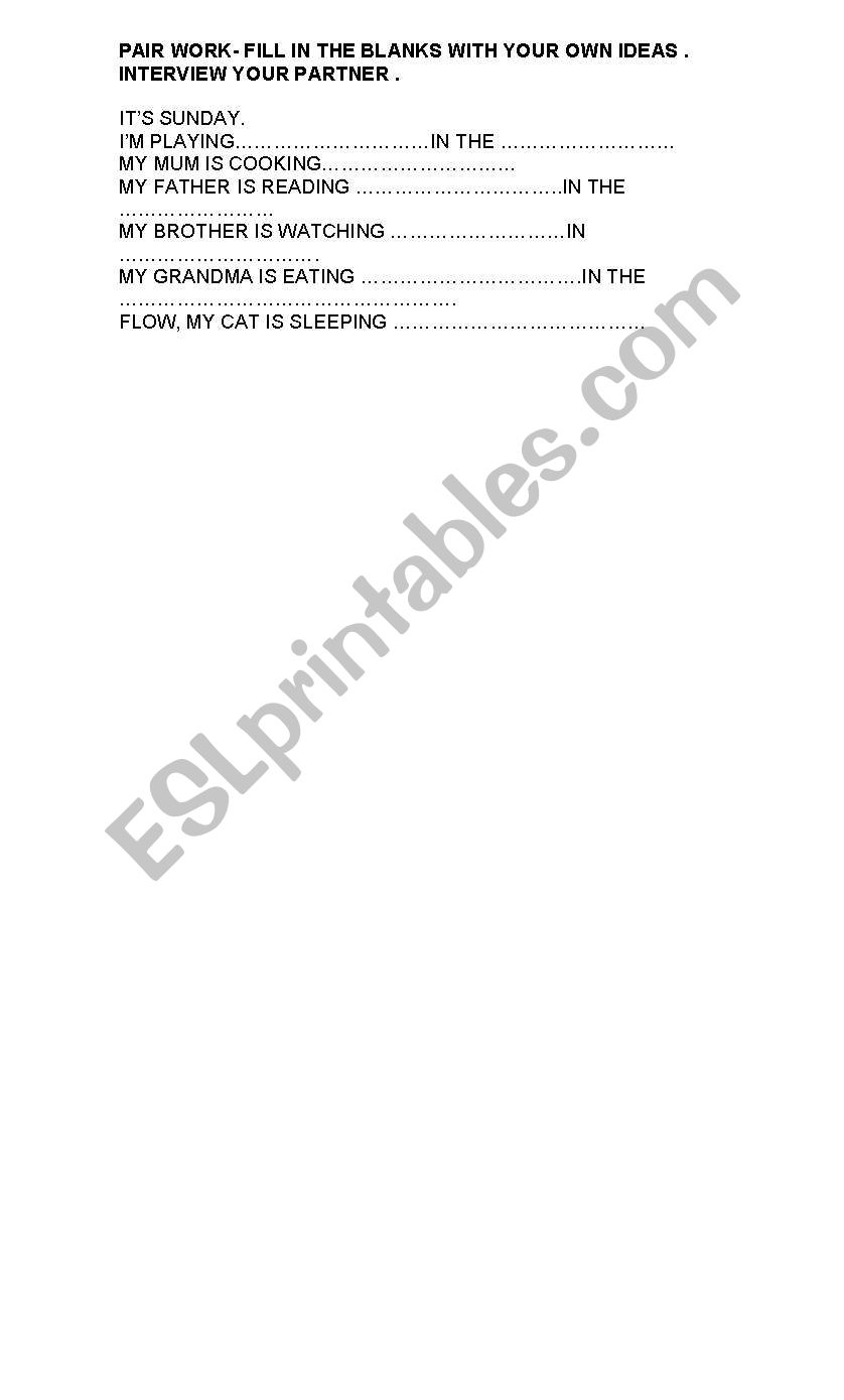Pair work to practise present continuous