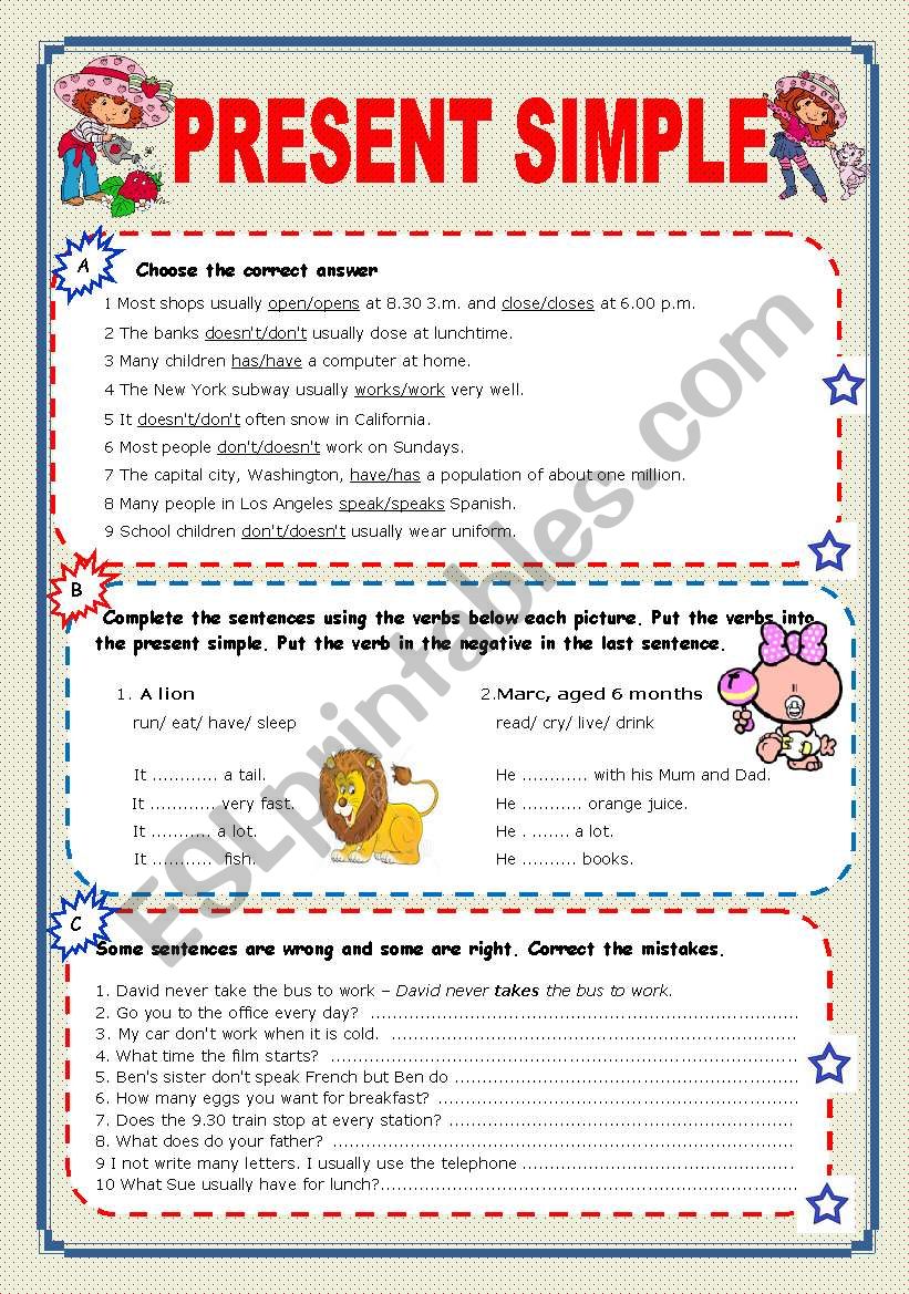 PRESENT SIMPLE - EXERCISES worksheet