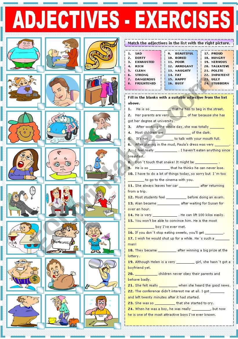 ADJECTIVES - EXERCISES worksheet