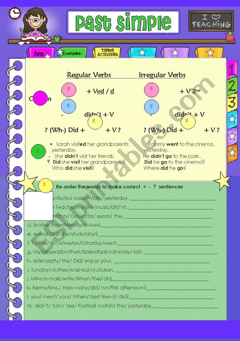 Past Simple (two page) worksheet