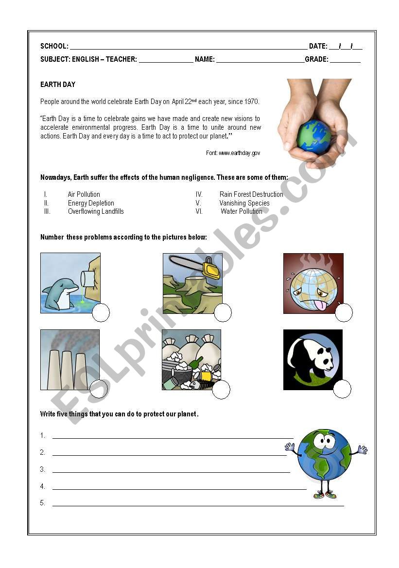 Earth Day worksheet