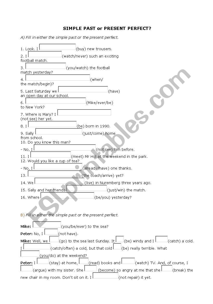 Simple past or present perfect