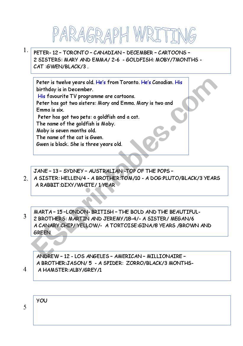 paragraph writing worksheet