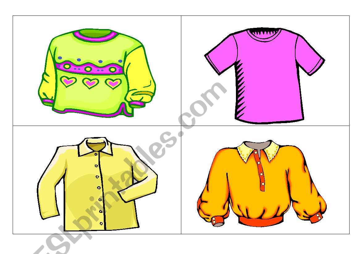 flashcards CLOTHES worksheet