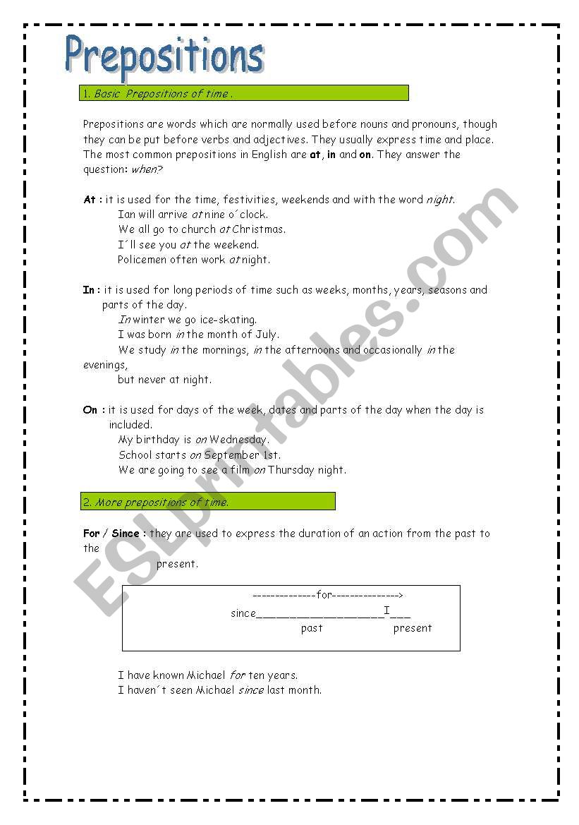 prepositions - 3 pages- all theory