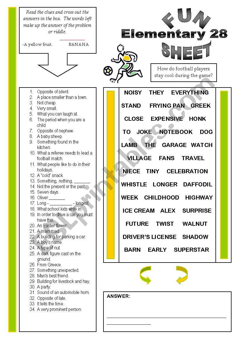 Fun Sheet Elementary 28 worksheet