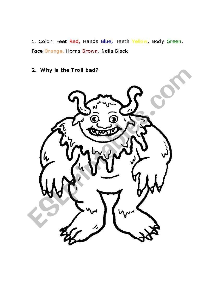Troll Coloring Page worksheet
