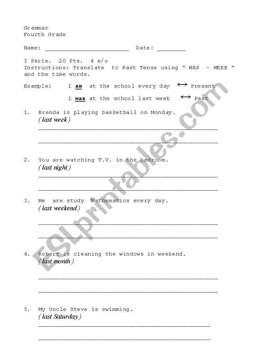 Past Tense worksheet