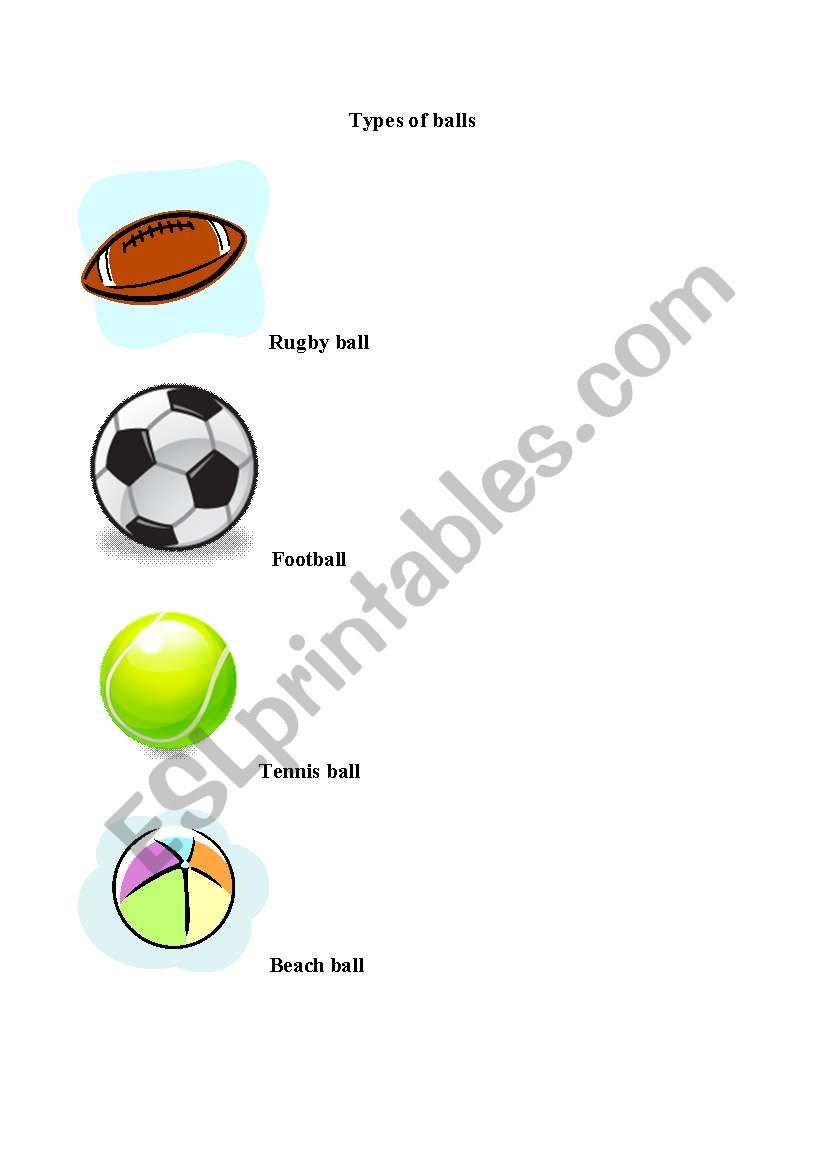 types of balls worksheet