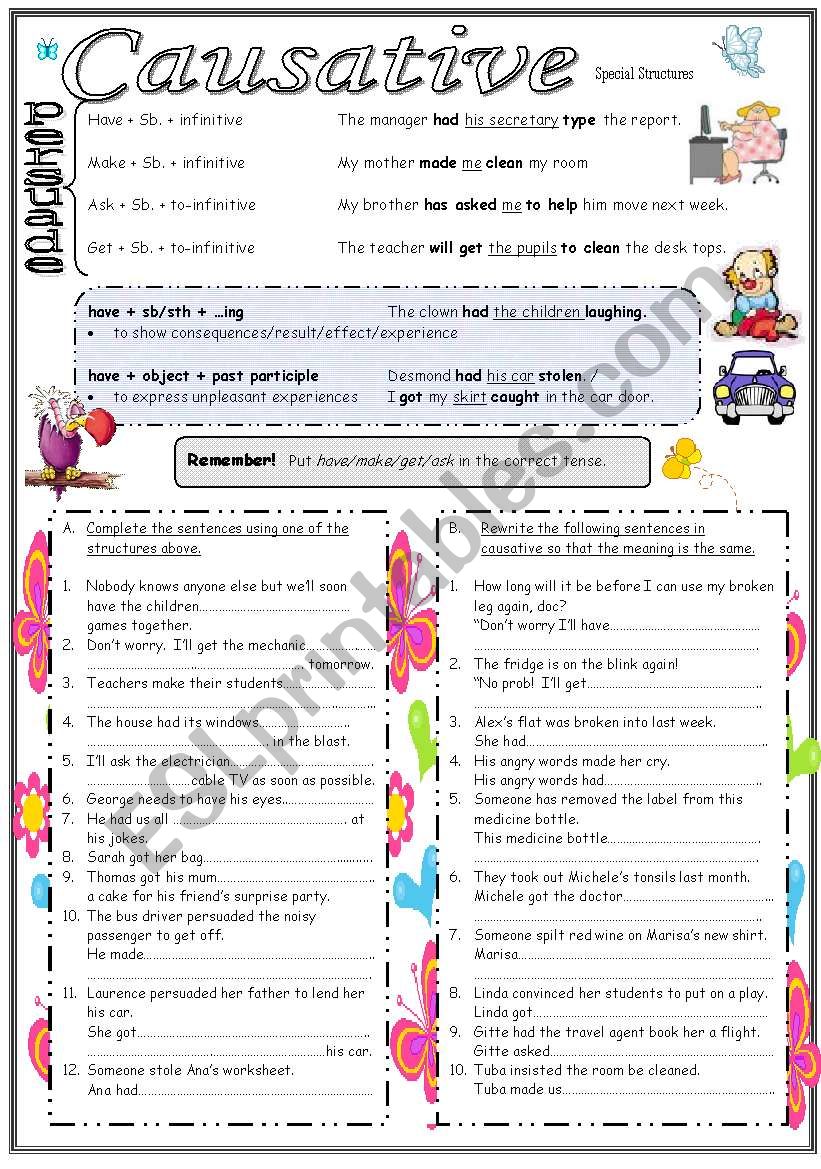 Causative: Special Structures worksheet