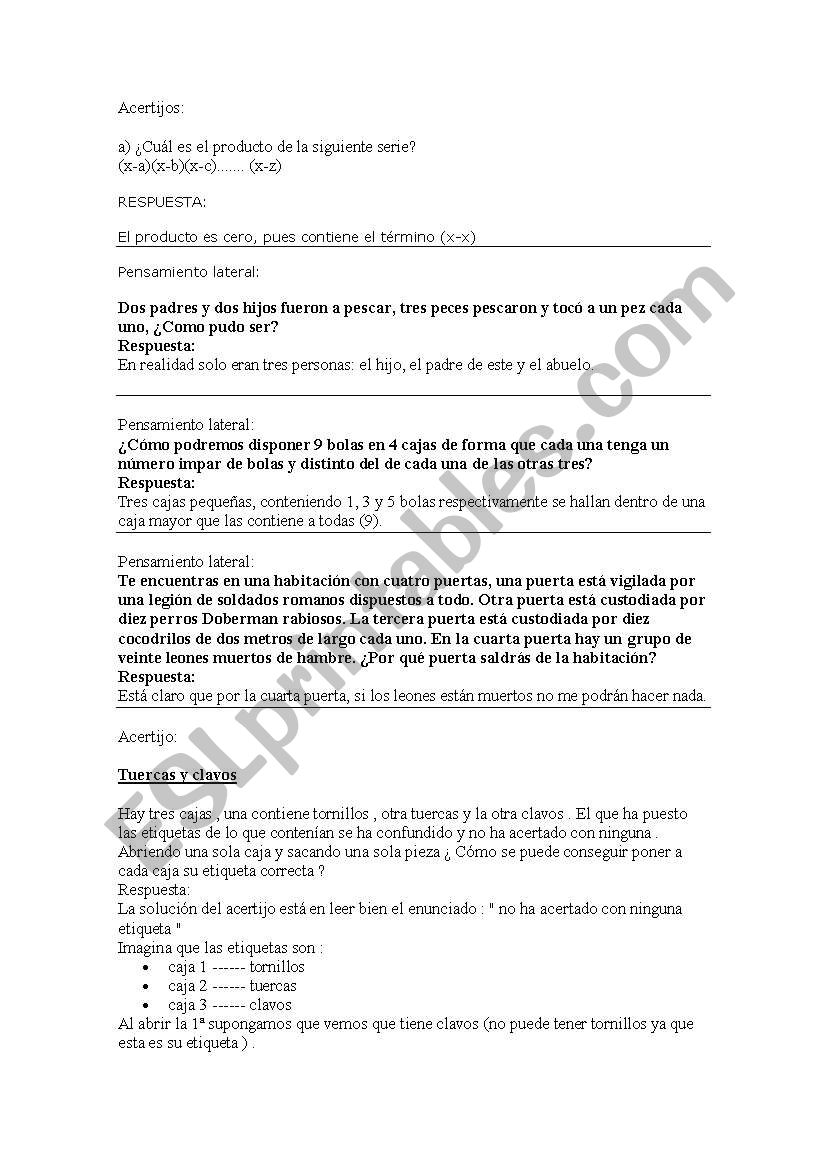 Guess What? worksheet