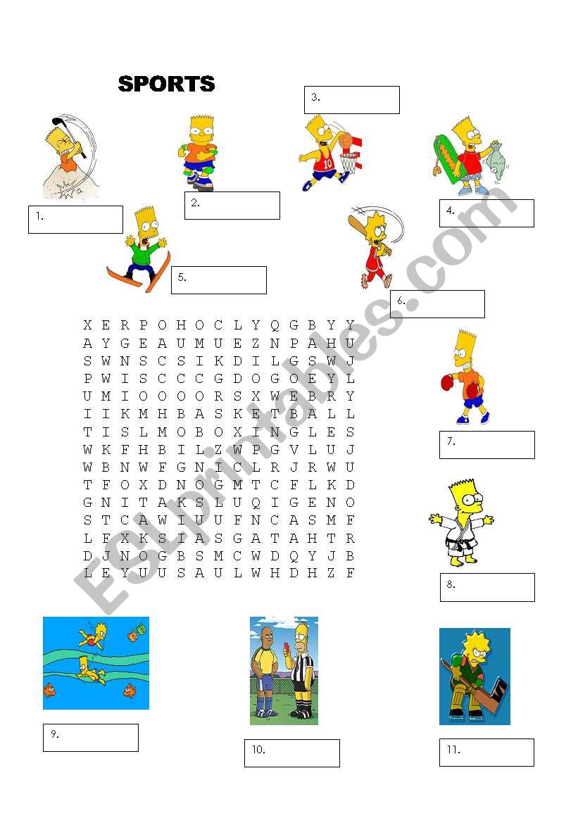 Sports -  The Simpsons worksheet