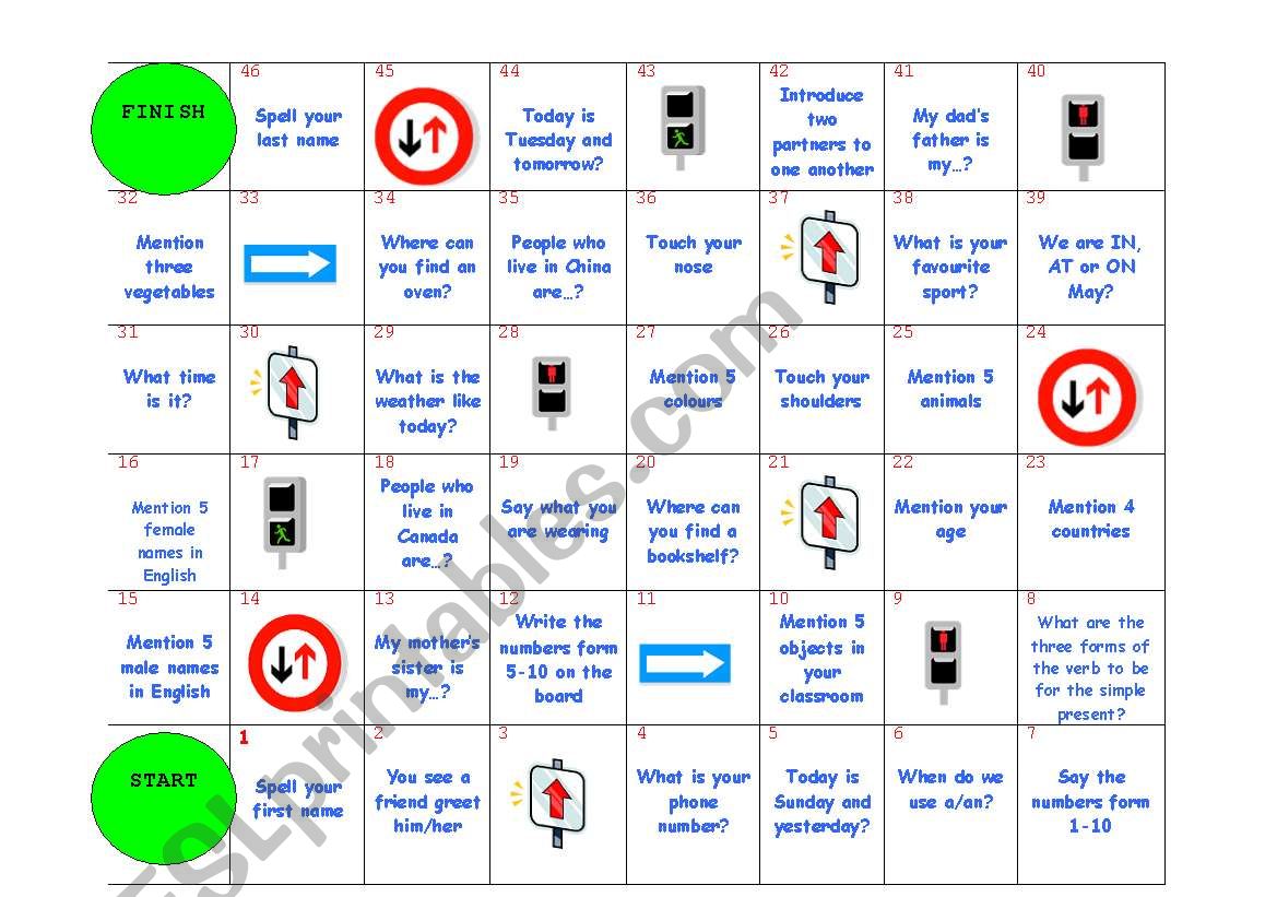 Board game for elementary students