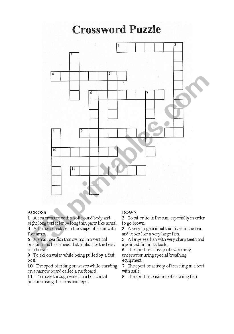 The Sea (Crossword Puzzle) worksheet