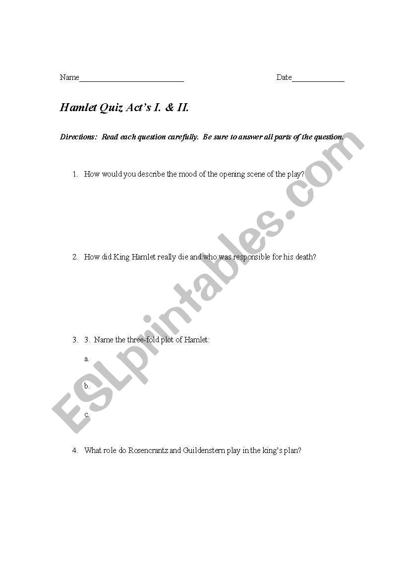 Romeo and Juliet Act 1 & 2 Quiz