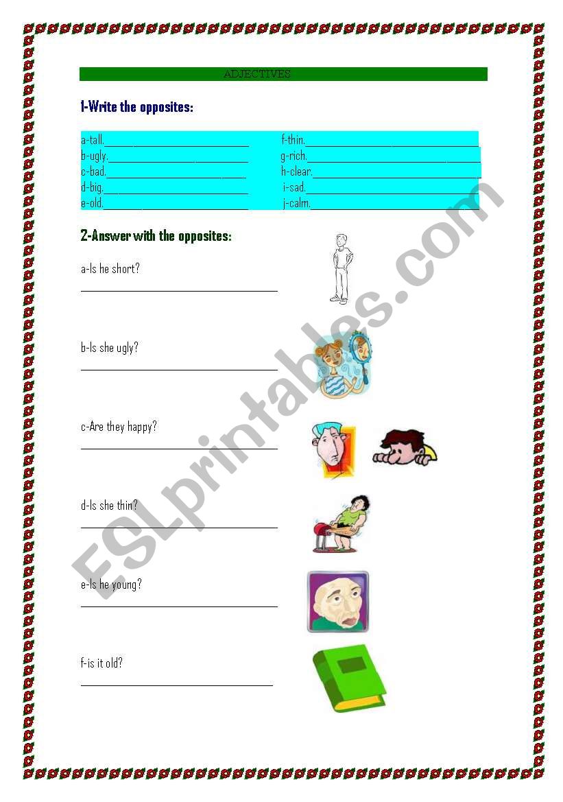 OPPOSITES worksheet