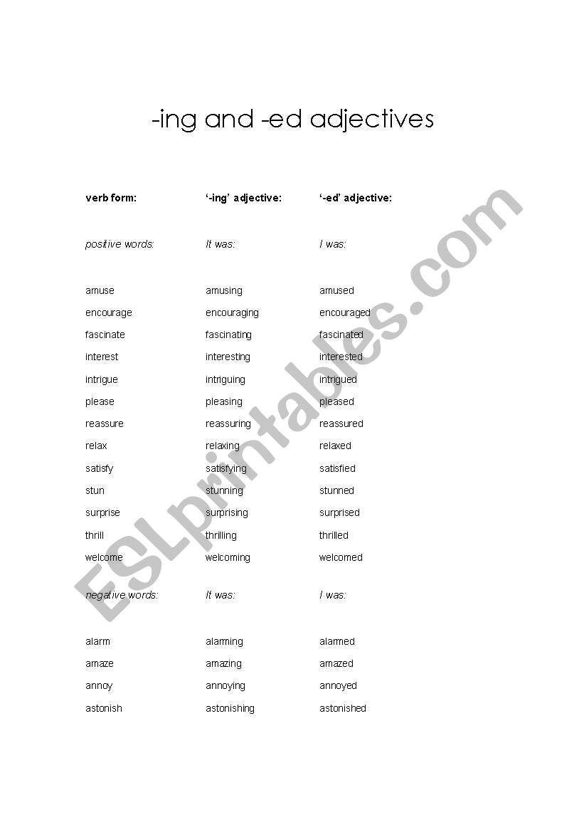 adjectives worksheet