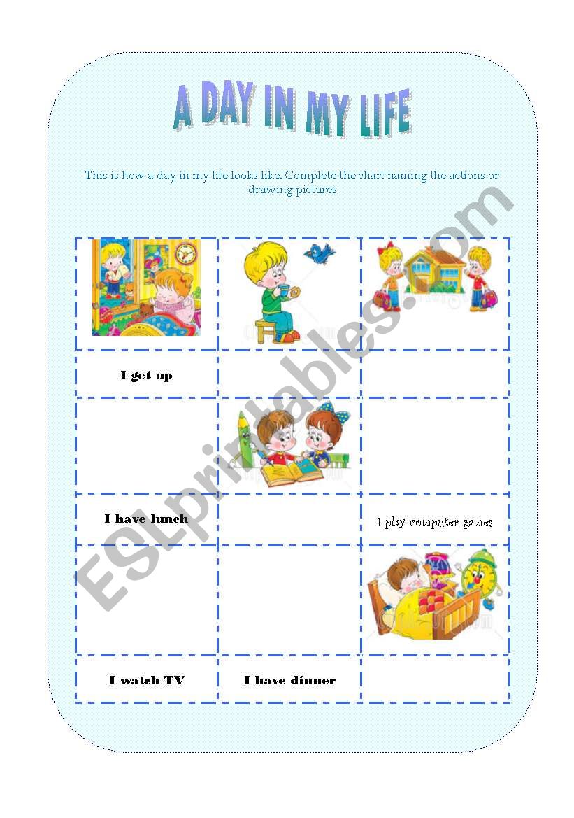 A day in my life worksheet