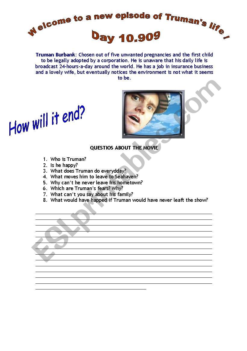 THE TRUMAN SHOW worksheet