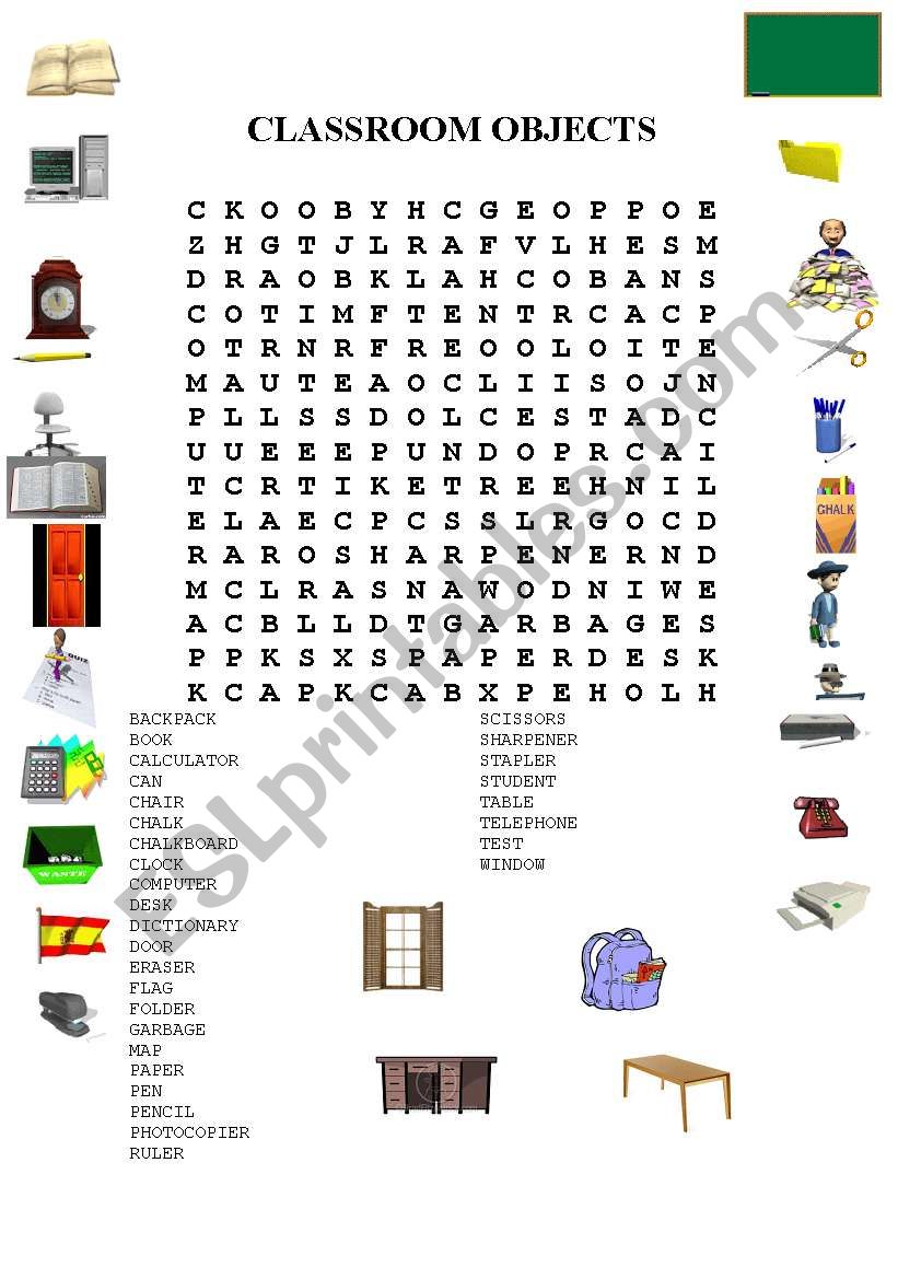 CLASSROOM OBJECTS worksheet