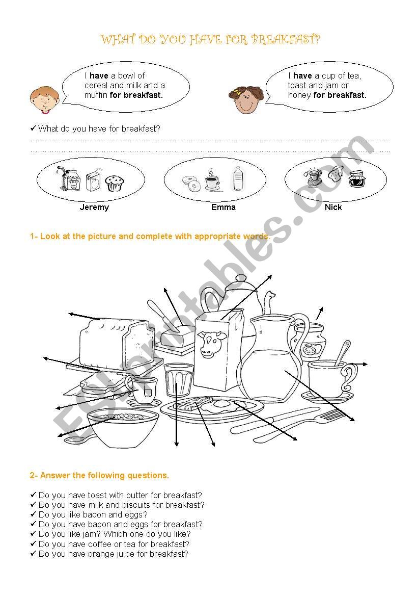 Breakfast time!  worksheet