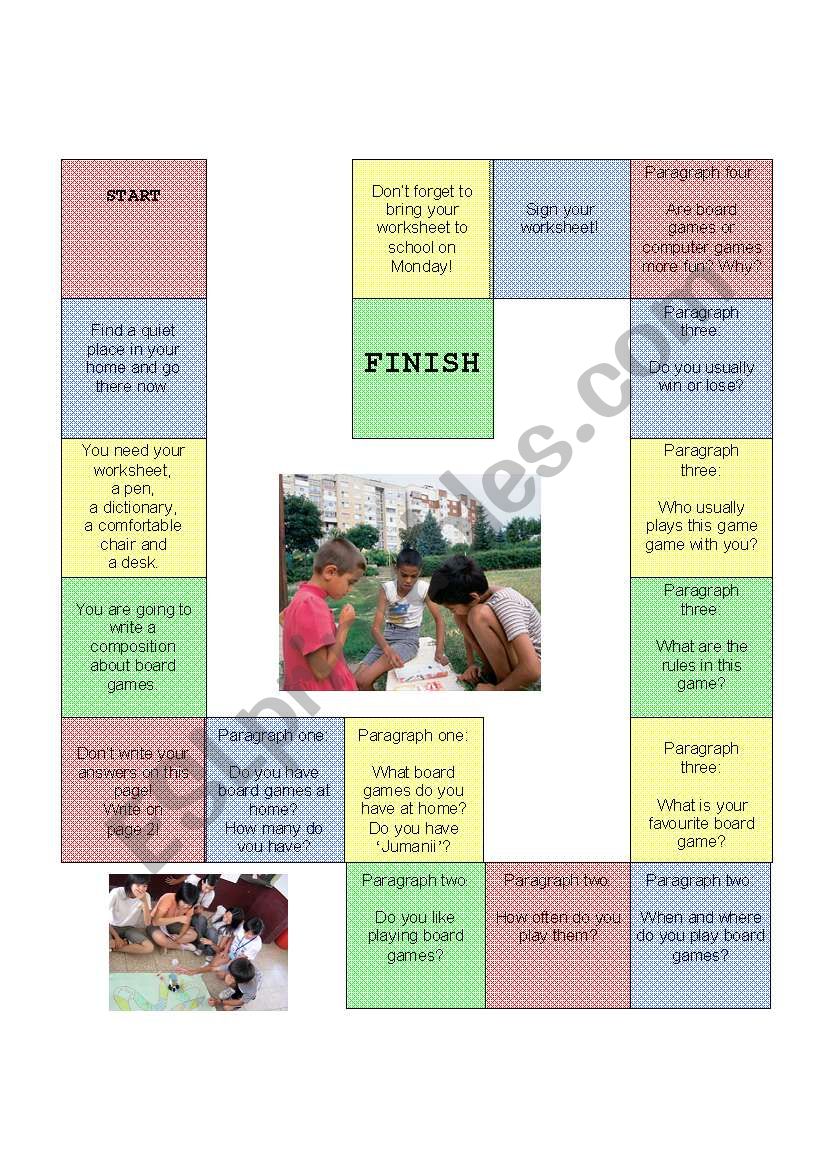 Board games page 1 worksheet