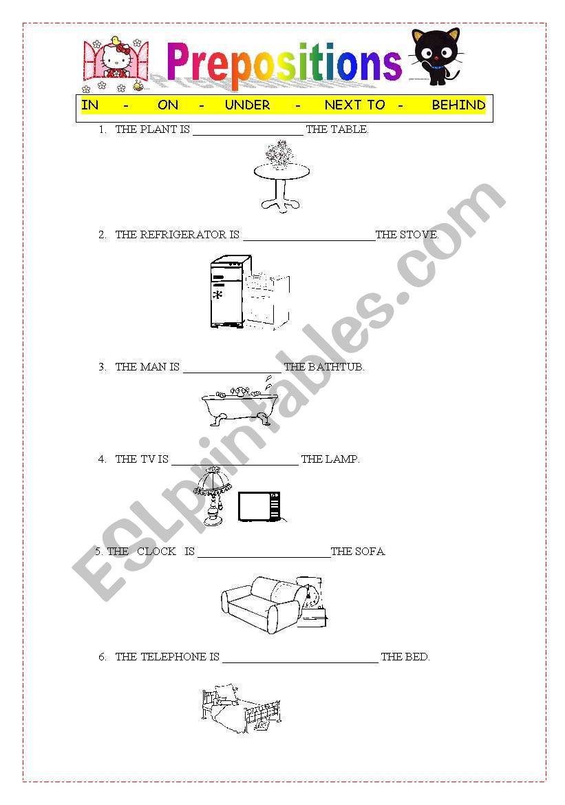 prepositions  worksheet