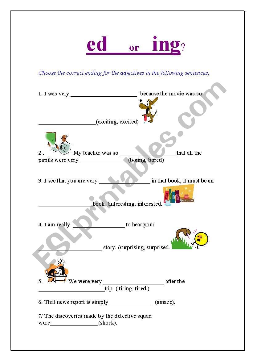 ED   or  ING ?  (a two page worksheet)