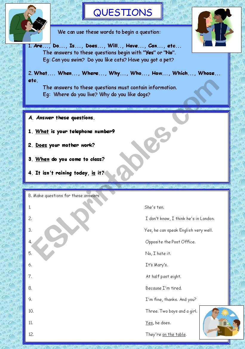 Questions worksheet