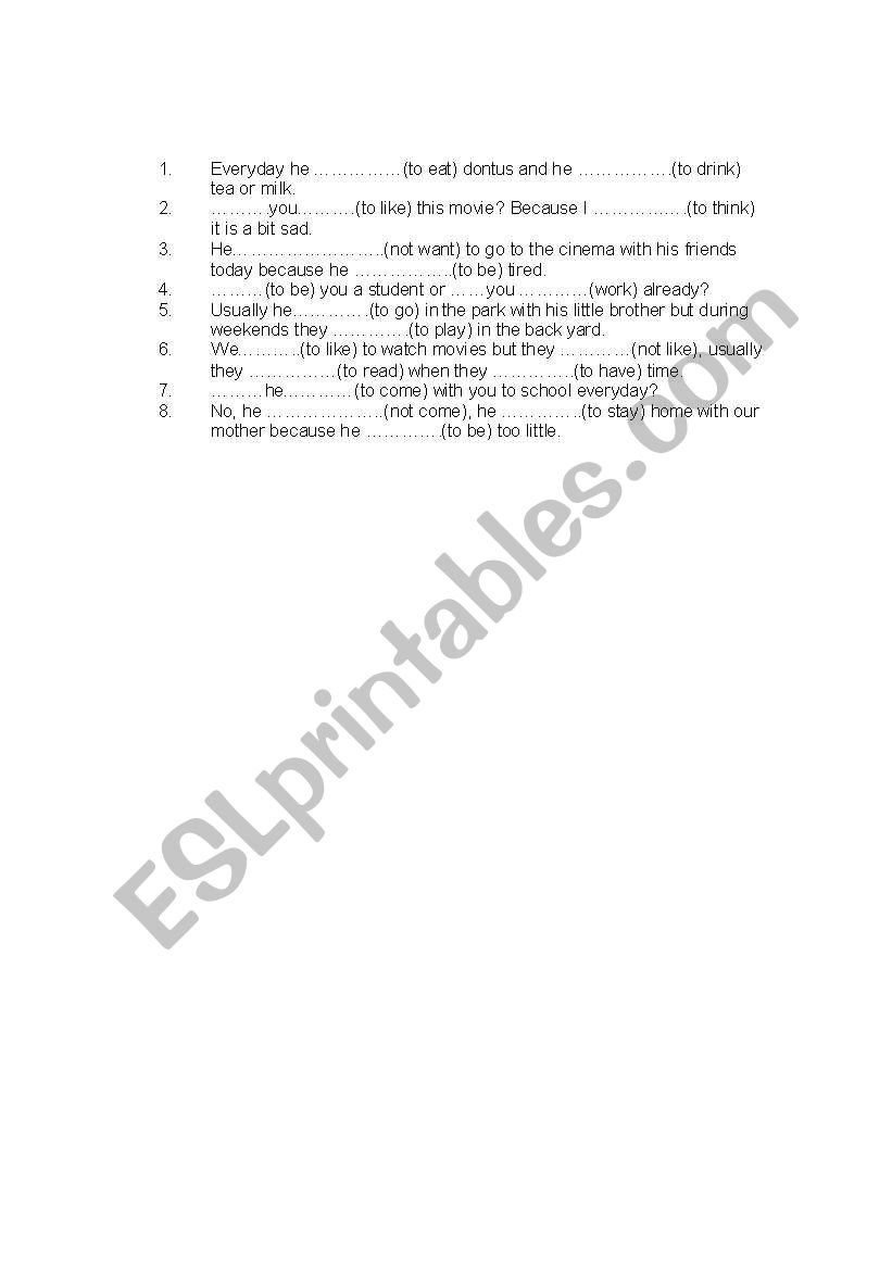 present simple worksheet
