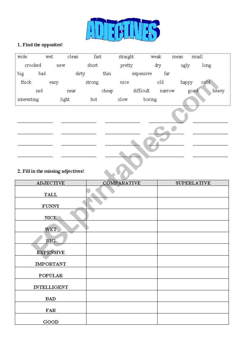 ADJECTIVES worksheet