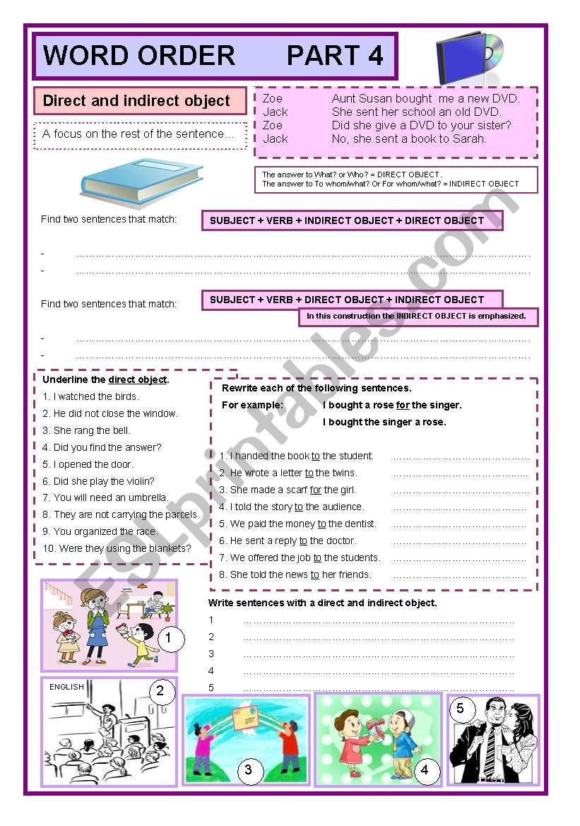 Word order part 4 direct and indirect object  (4/7)