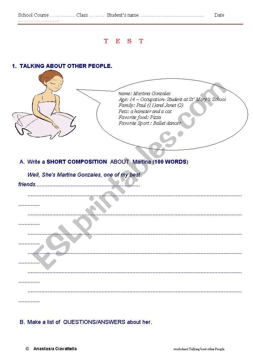 talking about other people worksheet