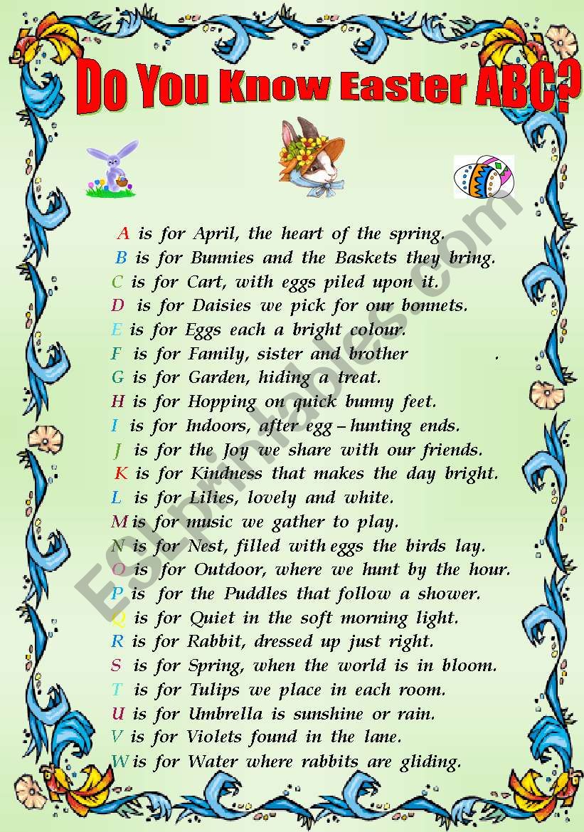 Do You Know Easter ABC? worksheet