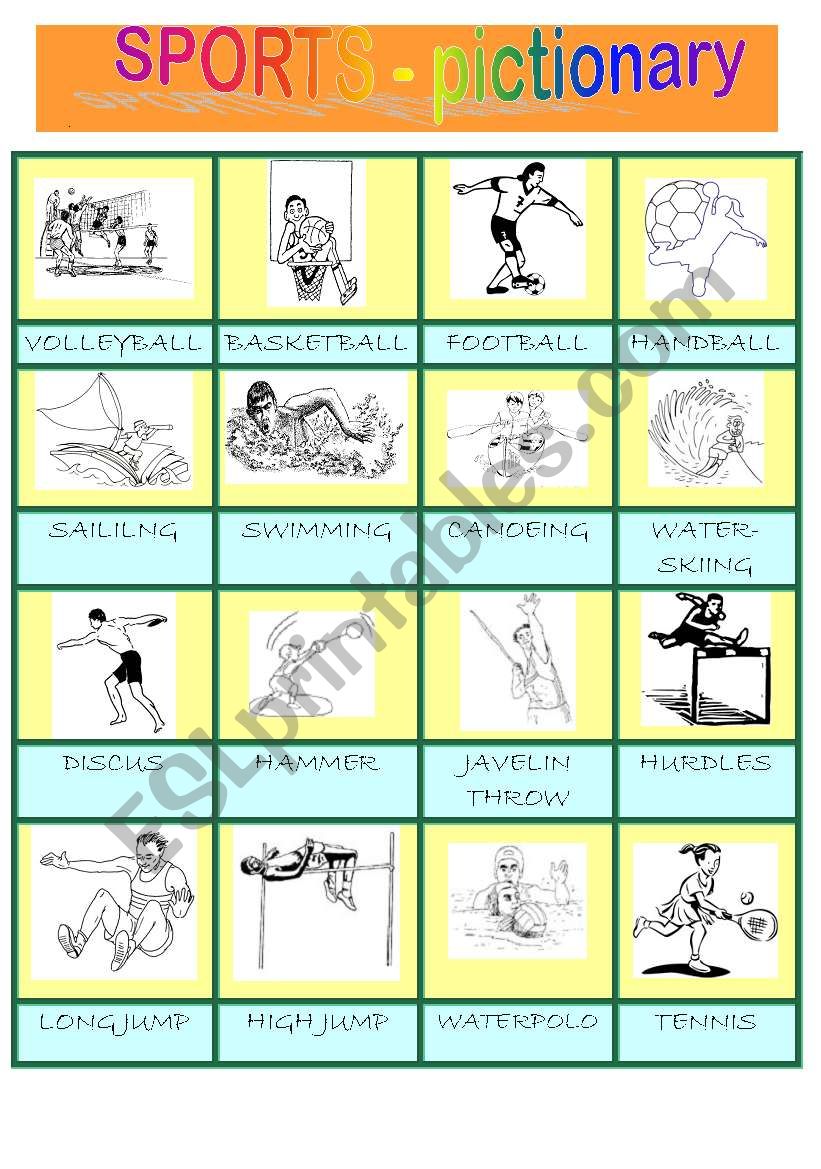 SPORTS - pictionary worksheet